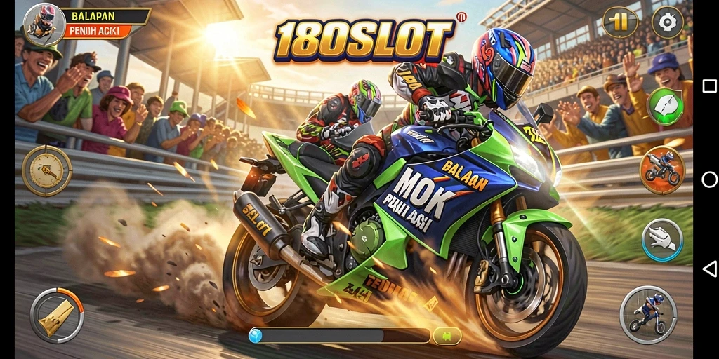 Gameplay seru dan menantang di 180SLOT dengan balapan motor.