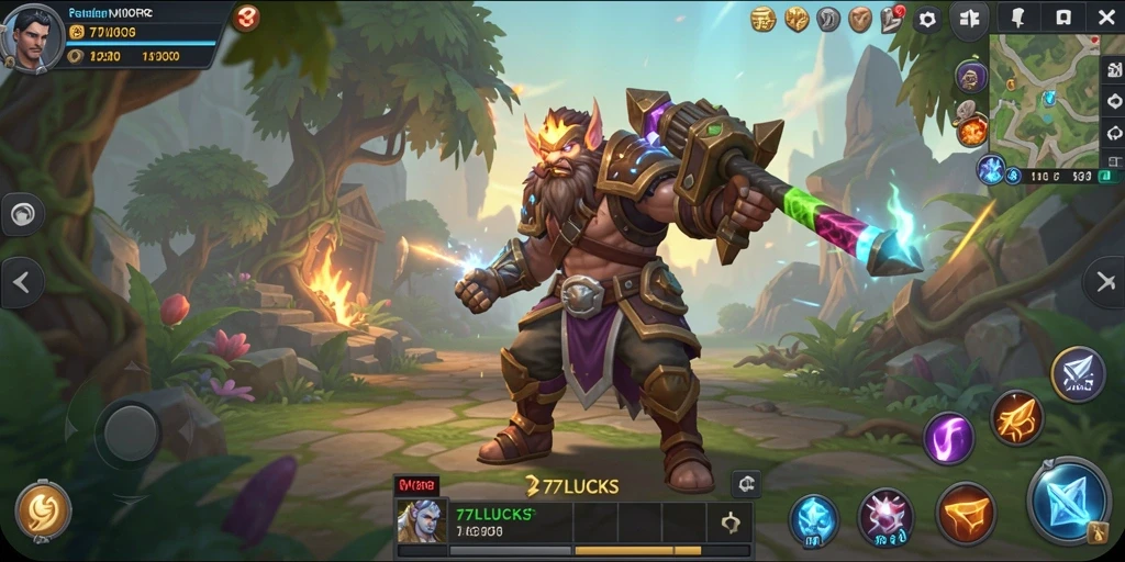 Tampilan gameplay seru dalam dunia MMORPG 77LUCKS.