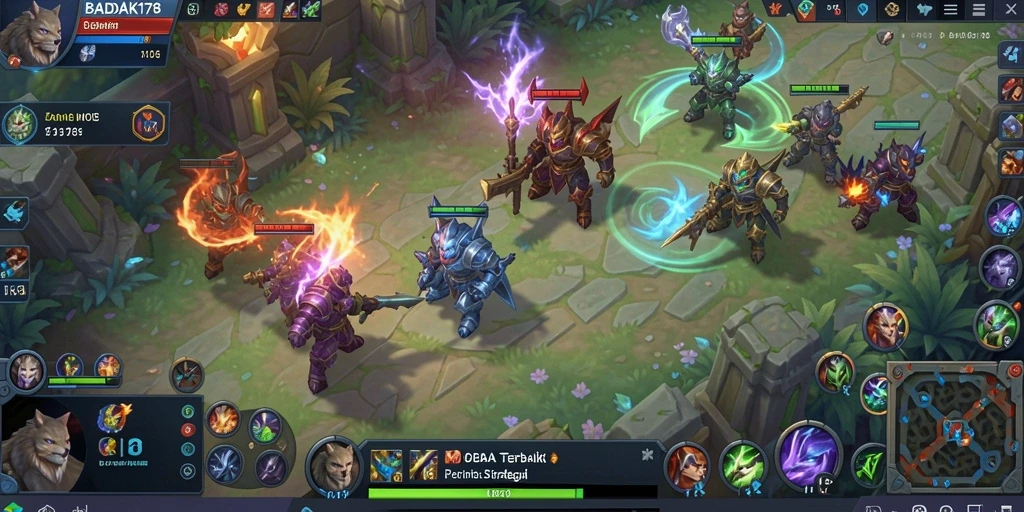 Screenshot permainan BADAK178 dengan aksi seru dalam gameplay MOBA.