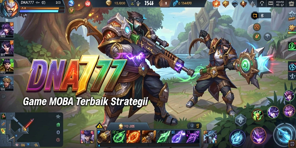 Screenshot gameplay MOBA yang penuh aksi di DNA777.