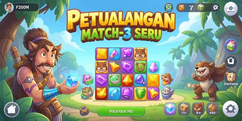Gameplay seru F200M dengan kombinasi blok warna.