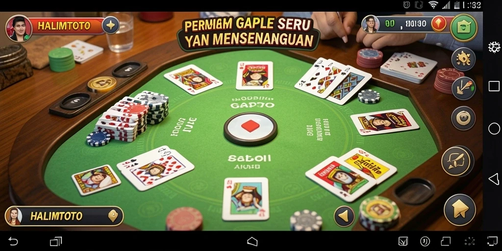 Tampilan gameplay menarik dalam HALIMTOTO dengan suasana bermain Gaple.