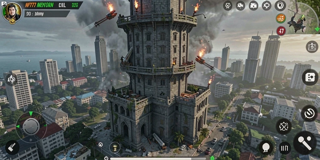 Tampilan gameplay HP777 yang menegangkan dalam genre Tower Defense.