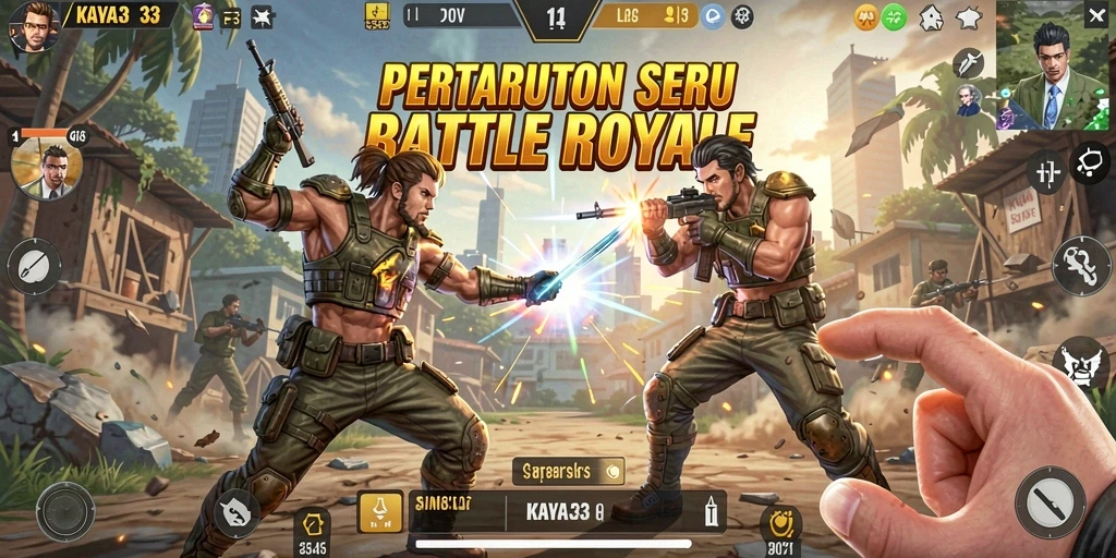 Tampilan aksi seru di KAYA33 saat pertarungan Battle Royale.