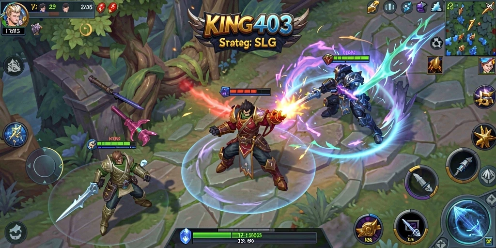 Tangkapan layar KING403 menampilkan pertempuran seru dalam permainan SLG.