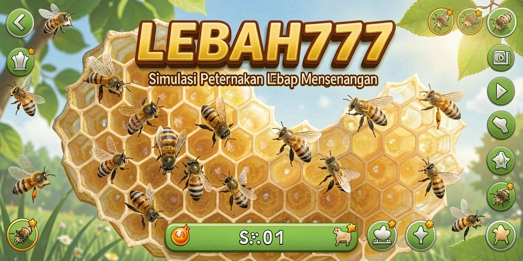Tampilan gameplay menarik di <strong>LEBAH777</strong> dengan koloni lebah dan proses pemanenan madu.