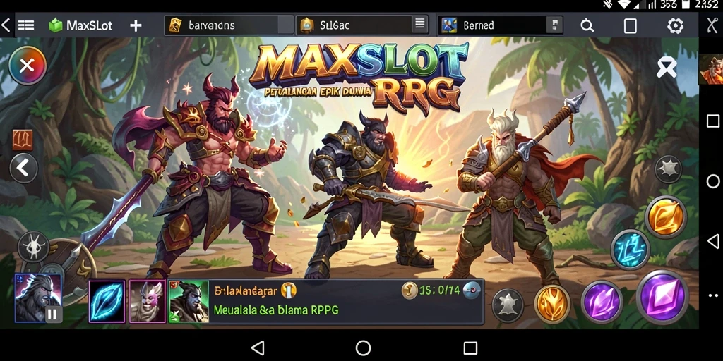 Tangkapan layar MAXSLOT menampilkan pertarungan epik dalam dunia RPG.