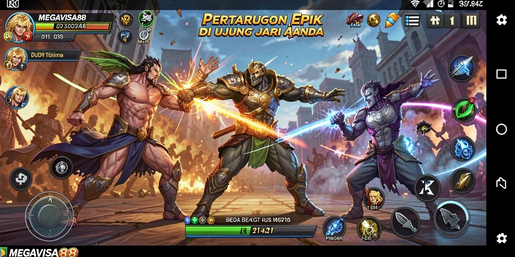 Tampilan seru gameplay dalam pertarungan MEGAVISA88.