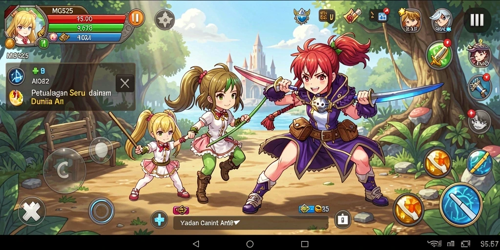 Tampilan gameplay MG525 memperlihatkan aksi seru dalam dunia Anime.