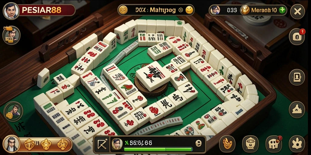 Screenshot PESIAR88 menampilkan gameplay Mahjong yang menarik.