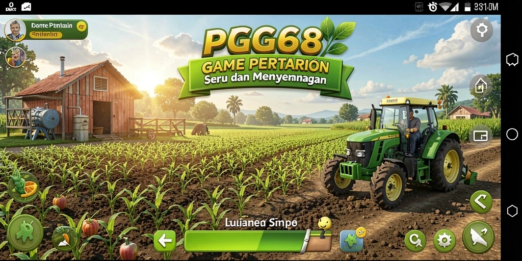 Tampilan gameplay PGG68 dengan berbagai aktivitas pertanian yang seru.