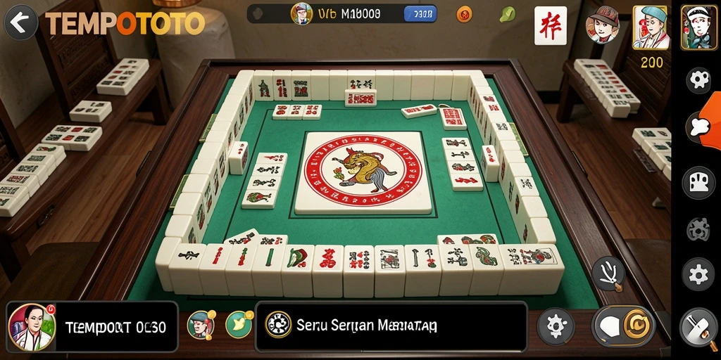 Screenshot gameplay TEMPOTOTO menampilkan ubin Mahjong yang penuh warna dan antarmuka yang menarik.