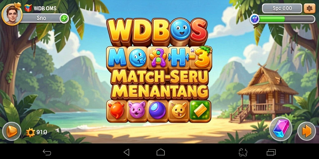 Tampilan gameplay WDBOS dengan elemen match-3 yang seru.